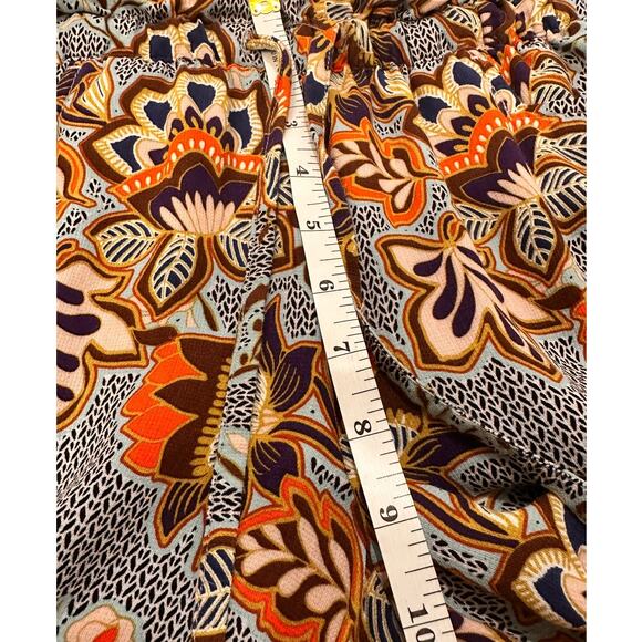 Floral Boho Print Wide Leg Pants Lightweight Beach Travel With Pockets, size XSP - Picture 5 of 8